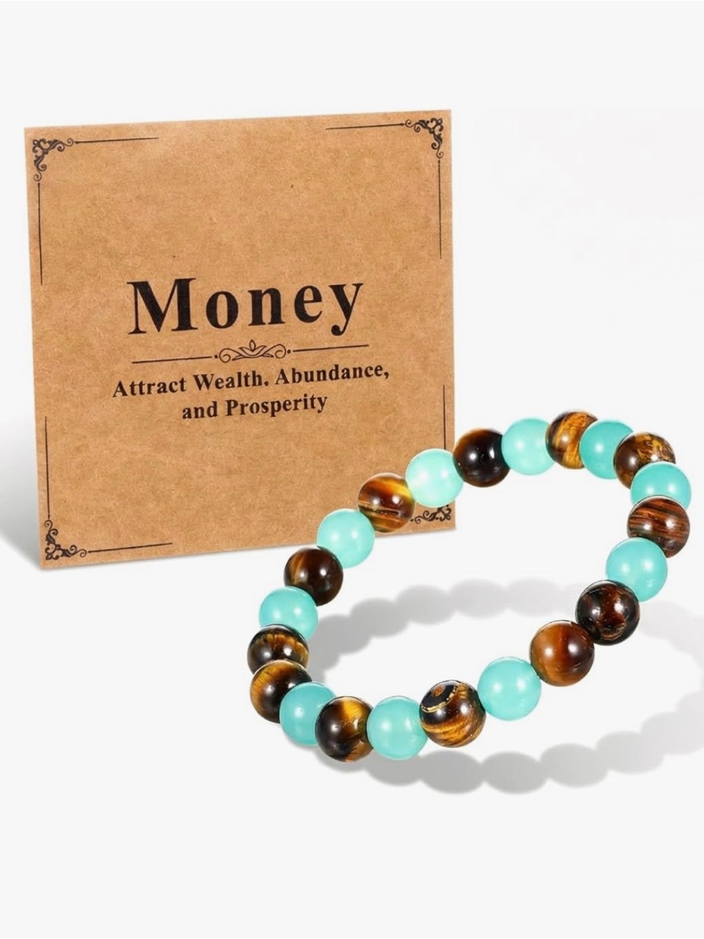 Money Attraction Beaded Bracelet - Turquoise & Brown